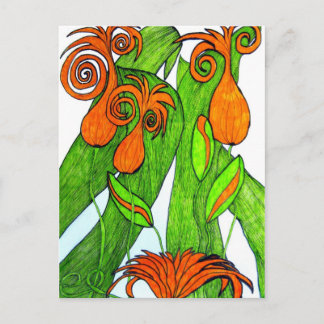 Cartão Postal Tulipas em cartão-postal laranja