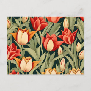 Cartão Postal Tulipas Florais Modernas Vibrantes