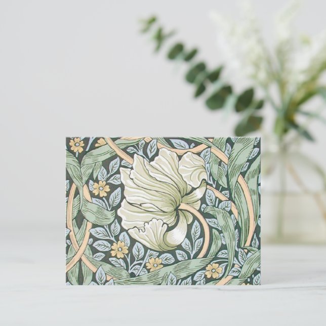 Cartão Postal Tulipas Pimpernel Arte Botânica William Morris (Em pé/Frente)