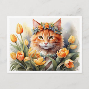 Cartão Postal Tulipas Yellow Kitty  