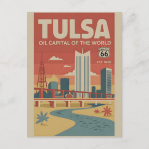 Cartão Postal Tulsa Antiga Oklahoma Capital Mundial do Petróleo