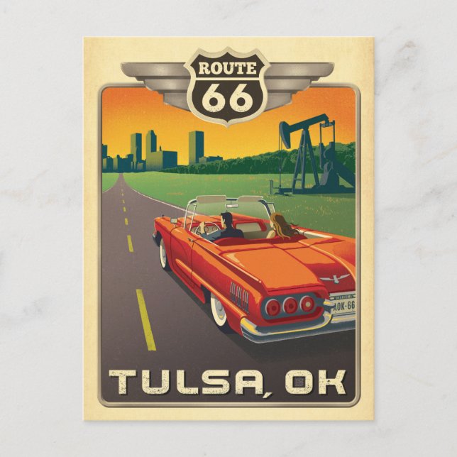 Cartão Postal Tulsa, OK - Rota 66 (Frente)