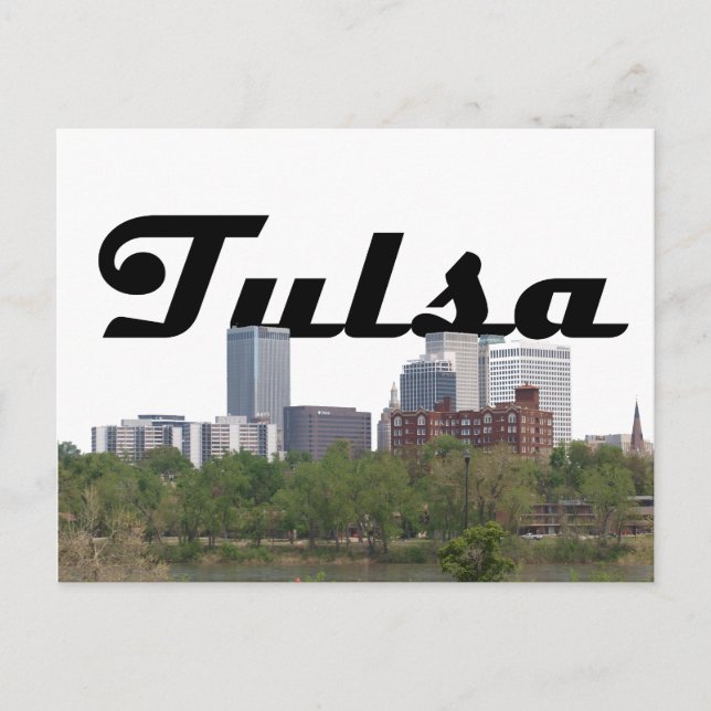 Cartão Postal Tulsa OK Skyline com Tulsa no Cartão-Postal do Céu (Frente)