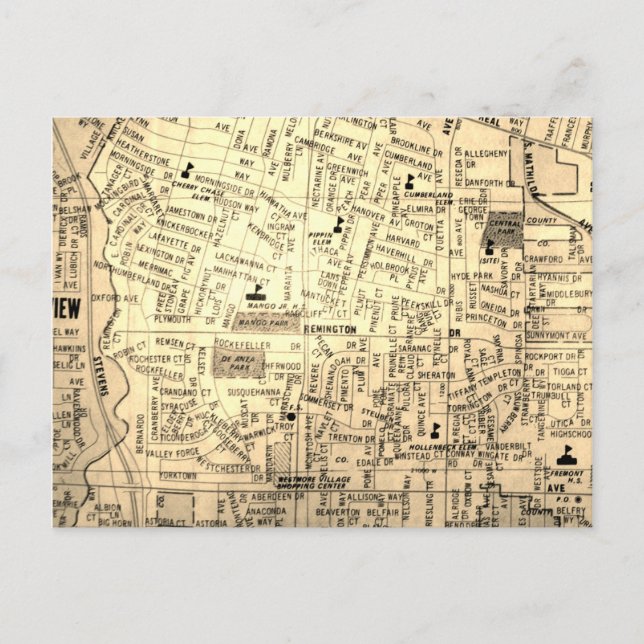 Cartão Postal Tulsa, OK Vintage Map (Frente)