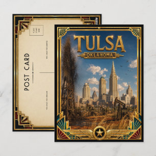 Cartão Postal Tulsa Oklahoma Arte Deco Vintage Idade Dourada