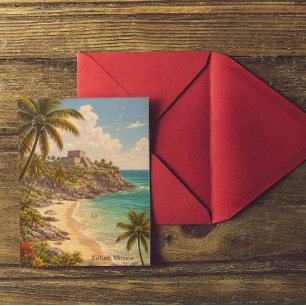Cartão Postal Tulum México Destino de Praia Retrô