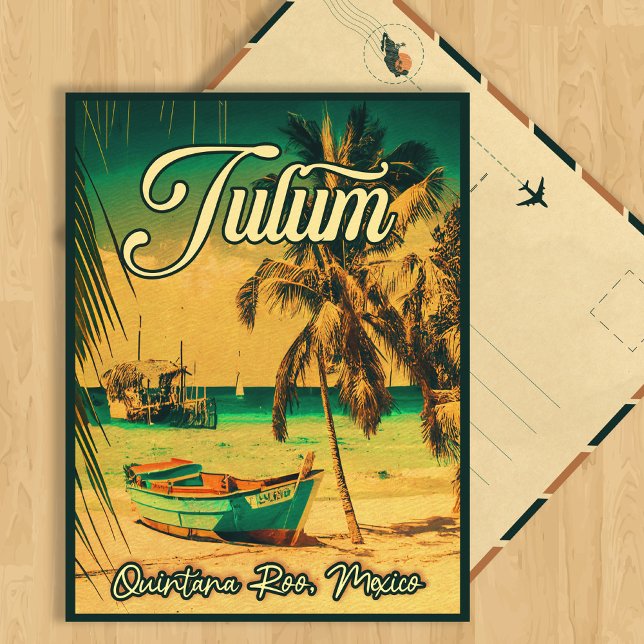 Cartão Postal Tulum Mexico Palm Tree Souvenir (Criador carregado)