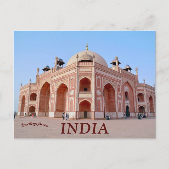 Cartão Postal Túmulo do Imperador Mughal Humayun East Delhi Índi (Frente)