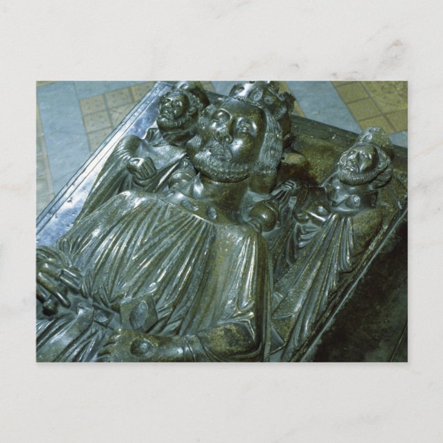Cartão Postal Túmulo do Rei John com duas figuras em miniatura (Frente)
