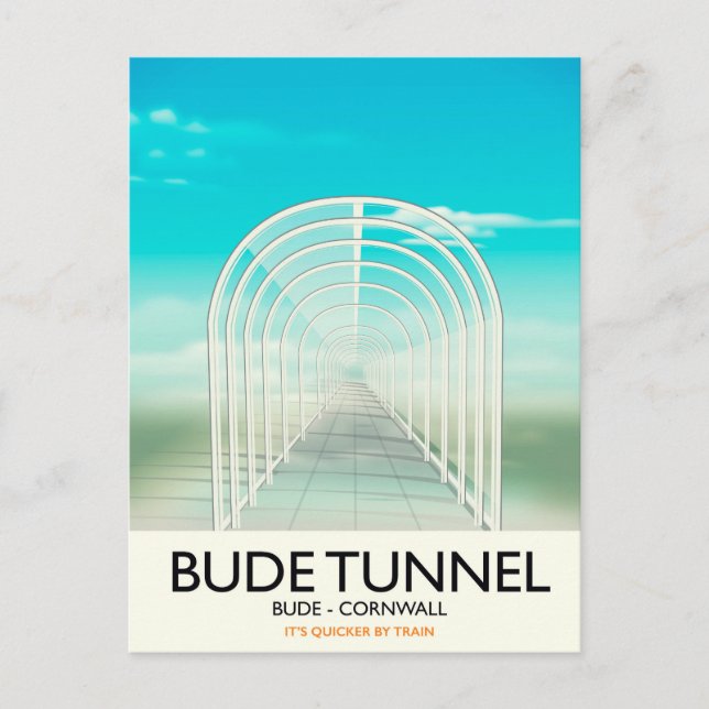 Cartão Postal Túnel Bude, Poster de viagens Cornwall Parody (Frente)