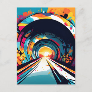 Cartão Postal Túnel com arte de Grafite