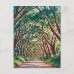 Cartão Postal Túnel de árvore de Kauai aquarela
