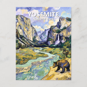 Cartão Postal Túnel de Urso Vista El Capitan Yosemite Arte de Va