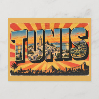 Cartão Postal Tunis Medina Lagoa Olive Hills Viagem Antiga Arte