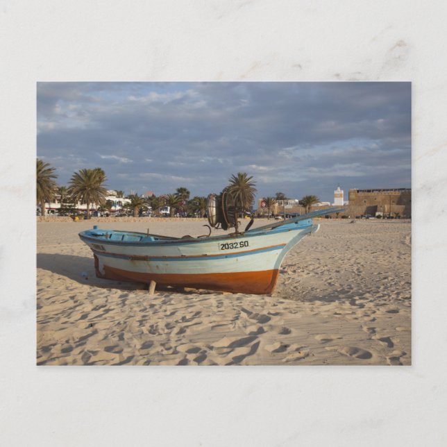 Cartão Postal Tunísia, Boné Bon, Hammamet, frente de água, Kasba (Frente)