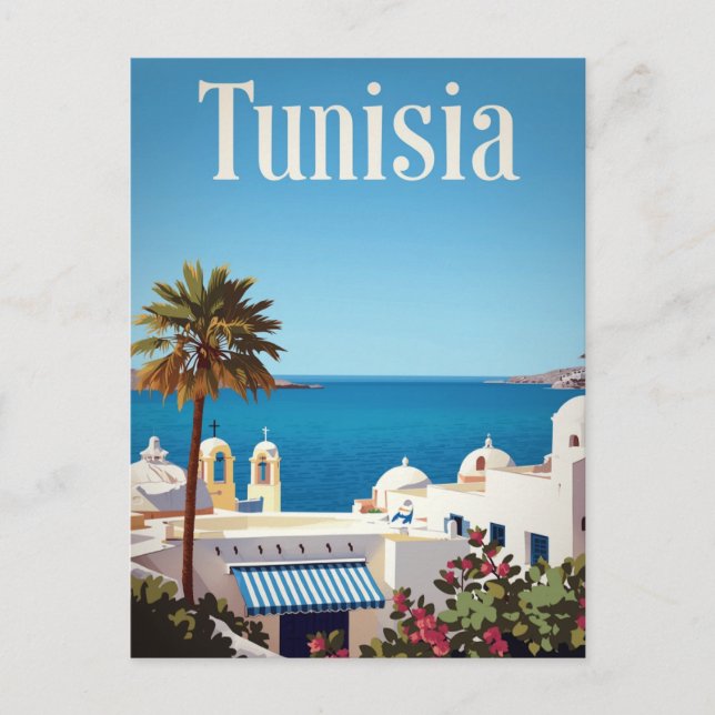 Cartão Postal Tunisia Mediterranean Coast Retro (Frente)