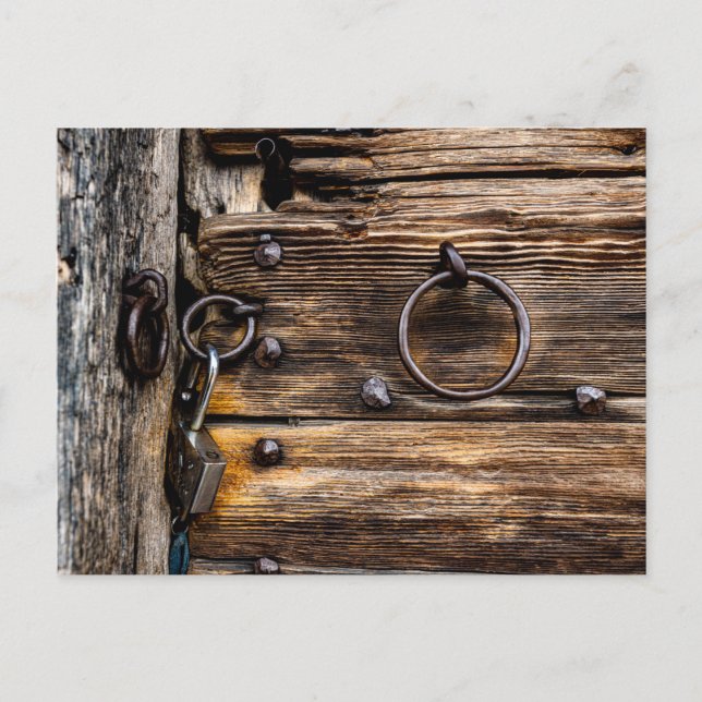 Cartão Postal Tür mit Schloss (Frente)