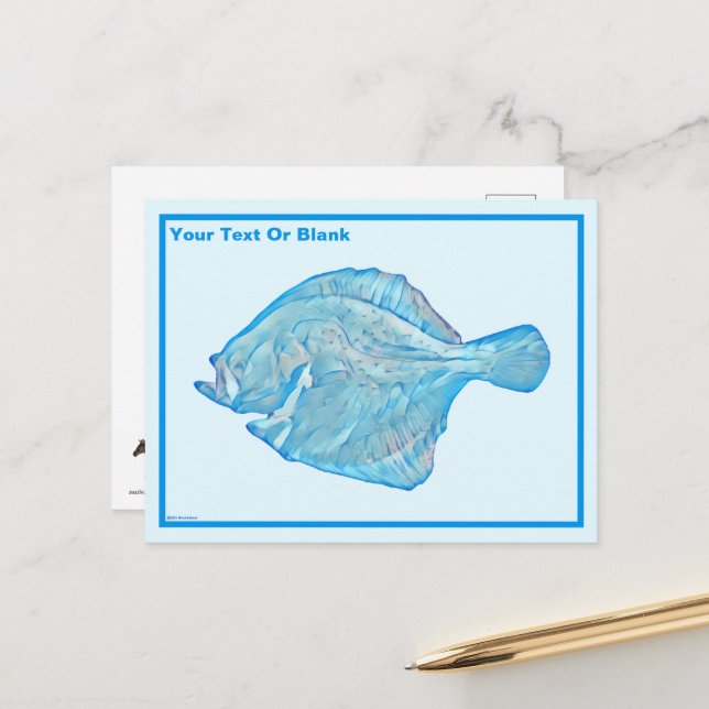 Cartão Postal Turbot azul (Frente/Verso In Situ)