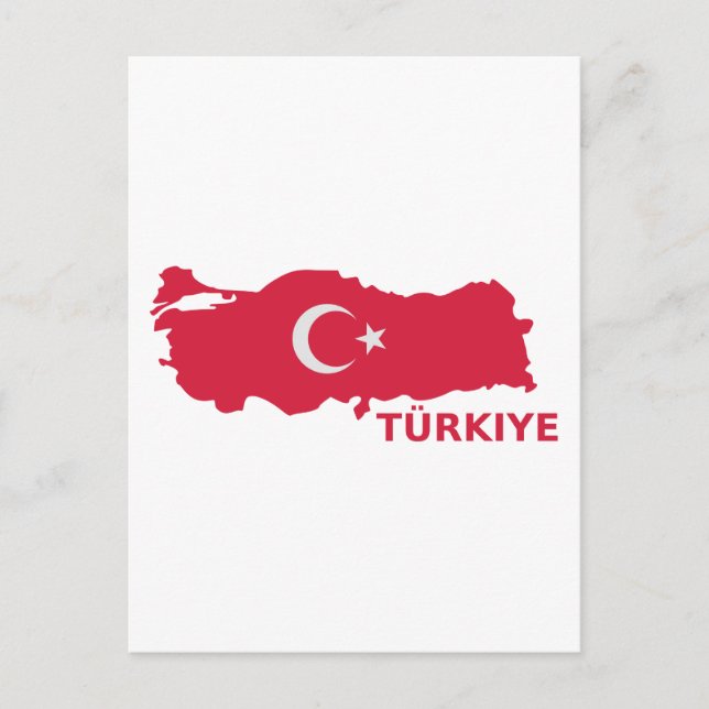 Cartão Postal Turca mapeando bandeira Türkiye (Frente)