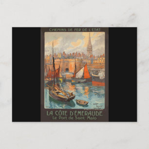 Cartão Postal Turismo de Porto Saint Malo Cote d'Emeraude Vintag