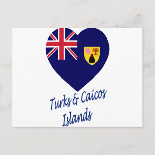 Cartão Postal Turks & Caicos Islands Flag Heart