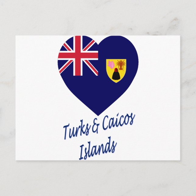 Cartão Postal Turks & Caicos Islands Flag Heart (Frente)