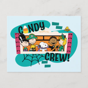 Cartão Postal Turma do Amendoim Equipe de Doces Halloween