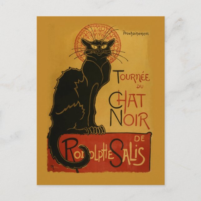 Cartão Postal Turnê de Chat Noir Gato Preto (Frente)