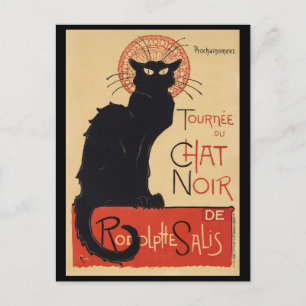 Cartão Postal Turnê do Gato Preto Vintage Black Cat Art Nouveau