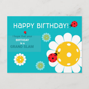 Cartão Postal Turquesa de Aniversário Feliz de Pickleball Perso