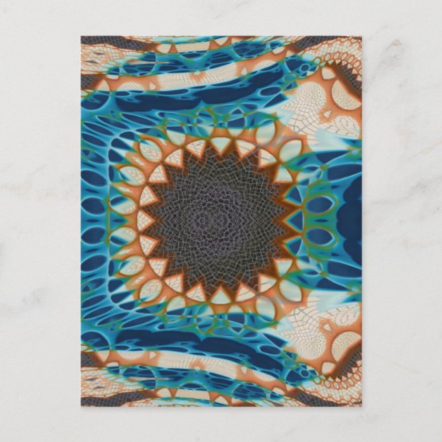 Cartão Postal Turquesa Dourada Sun Sudoeste Arte (Frente)