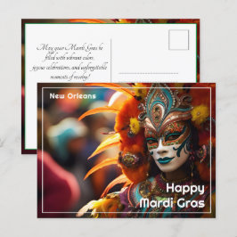 Cartão Postal 💚 💜 turquesa Elegância: Radiância Mardi Gras