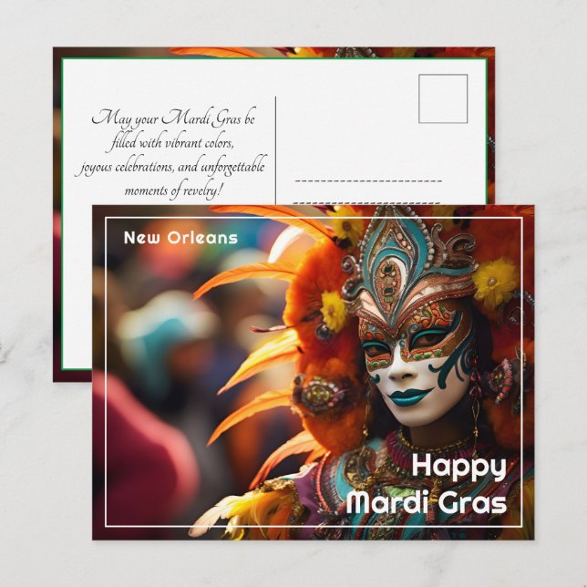 Cartão Postal 💚 💜 turquesa Elegância: Radiância Mardi Gras (Frente/Verso)