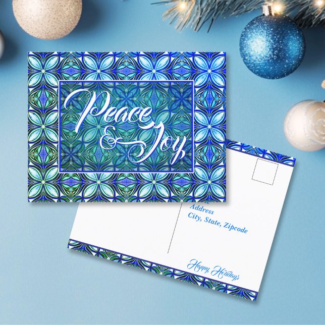 Cartão Postal Turquesa Paz e Joy Natal (Criador carregado)