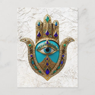 Cartão Postal Turquesa Terceiro Olho Hamsa