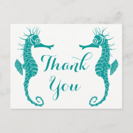 Cartão Postal Turquesa Verde-Teal-Seacavalo Obrigado Praia