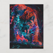Turquesa Vermelha Roxa Luz Neon Jaguar