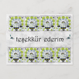 Cartão Postal TURQUIA - Azulejo Verde - Muito Obrigado