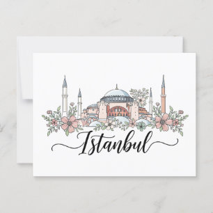 Cartão Postal Turquia Istambul Hagia Sophia Floral