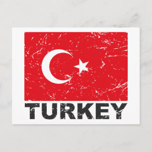 Cartão Postal Turquia Vintage Flag