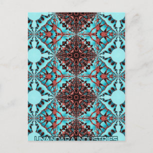Cartão Postal Turquoise Fractal Star