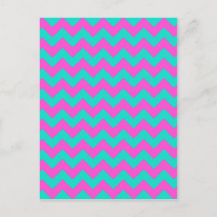 Cartão Postal Turquoise Magenta Chevron