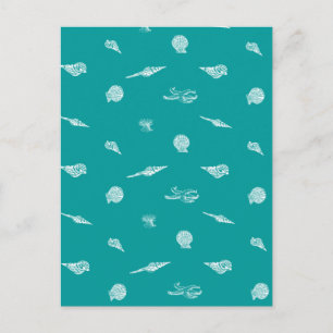 Cartão Postal Turquoise Seashell Pattern