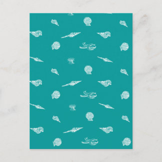 Cartão Postal Turquoise Seashell Pattern