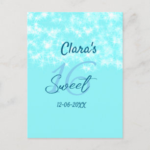 Cartão Postal Turquoise teal agate doce 16 anos adicione nome da