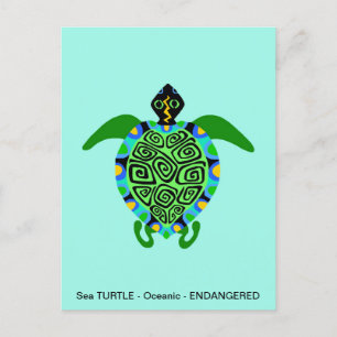 Cartão Postal TURTLE DO Mar Gráfico - Animais em perigo - Vida s