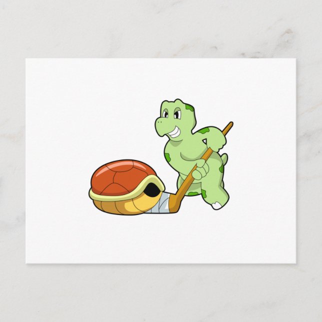 Cartão Postal Turtle Hóquei no gelo Stick de hóquei no gelo (Frente)