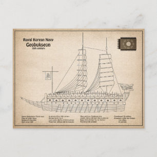 Cartão Postal Turtle Ship Geobukseon - Ship Blueprint SD