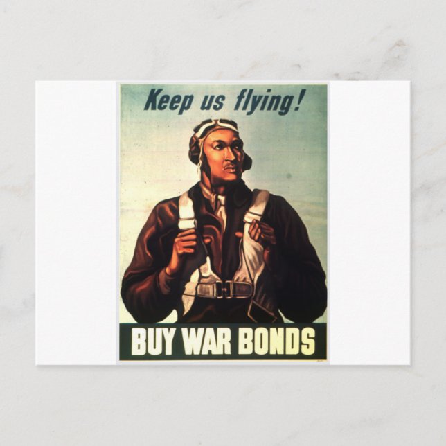 Cartão Postal Tuskegee Airmen, Red Tail War bond (Frente)
