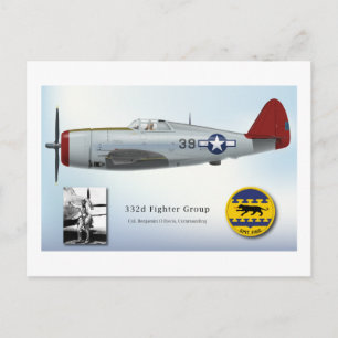 Cartão Postal Tuskegee "Red Tail" P-47C Thunderbolt